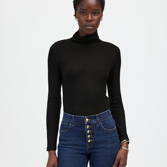 Madewell Tops - Madewell Ribbed Turtleneck Long-Sleeve Tee Jet Black S NWT Minimalist Capsule